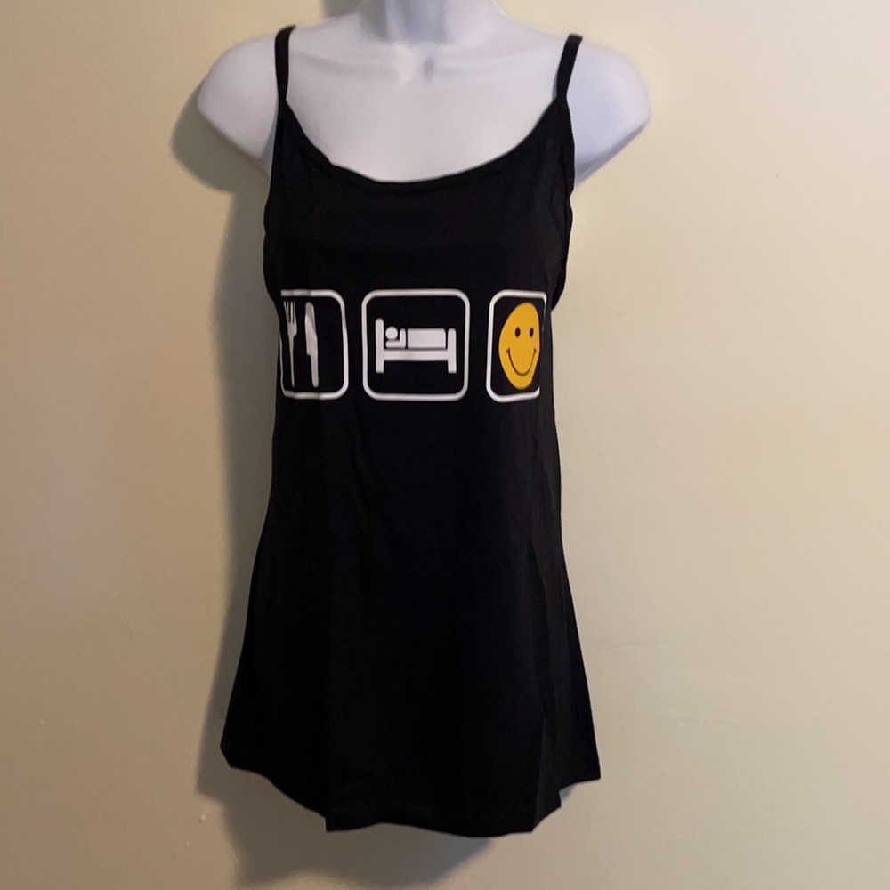 Anvil Eat Sleep Be Happy Black Top Size XL